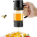 Glass Honey Dispenser, 9 OZ Honey Jar with Handle, No Drip Maple Syrup Dispenser (black)