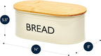 RoyalHouse Premium Metal Bread Box with Bamboo Lid (Pack of 2) Stainless Steel Large Bread Bin Storage Container And Organizer for Kitchen Countertop, Vintage Style Kitchen Decor