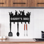 Generic Personalized BBQ Cooking Utensils Wall Hooks Rack for Dad Custom Grilling Tool Organizer Barbecue Tool Metal Storage Holders Grill Cutlery Hanger Father's Day Utensils Hanging Hooks (Style 2)