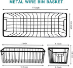 SheeChung Farmhouse Metal Wire Bin Basket with Wall Mount - Small, 4 Pack - Portable Hanging Wall Basket, Rustic Home Storage Organizer for Cabinets, Pantry, Closets, Bathroom, Kitchen,Bedroom(Black)