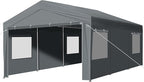 VINGLI 12x20 Carport with Galvanized Steel Frame, Portable Garage with 2 Roll-up Windows & Doors, Removable Sidewalls on Heavy Duty Carport Tents for Cars, Boats, Trucks, Dark Gray