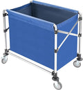 Commercial Laundry Cart with Wheels | Large Laundry Basket with Wheels | Foldable Laundry Hamper | Laundry Sorter for Clothes Storage | Ox Cloth | 440 lbs Load | 34.25x20.47x30.7in (Blue)