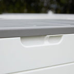 110 Gallon Deck Box Waterproof,Double-Wall Resin Outdoor Storage Boxes, Deck Storage for boat slip storage,Cushions, Pool Float, Garden Tools,Patio Furniture, Lockable (OFF-WHITE)