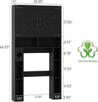 Vabches Over The Toilet Storage Cabinet, Farmhouse Storage Cabinet Over Toilet with 2 Barn Doors ，Toilet Paper Holder Stand，Home Space-Saving Toilet Rack, for Laundry, Restroom, Bathroom.Black.