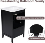 20 in Small Bathroom Vanity with Sink,Wood Modern Single Bathroom Sink Cabinet with Soft Closing Door and Drawer,Freestanding Black