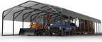 20x52 FT Ultra-Long Industrial Carport Kit, All-Weather Steel Garage for Class A RVs,Farm Equipment, 120lbs/Sq.Ft Snow/Wind Resistant Carports Modular Canopy with Anti-Snow Roof Auger Anchoring System