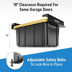 HANDT Overhead Garage Storage Rack, Connectable Heavy Duty Metal Ceiling Rails For Garage Storage Organization Shelving System, Hanging Racks For Tote Containers, Supports Up To 3 Bins, 2 Sets Black