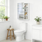 Medicine Cabinet with Mirror, Bathroom Cabinet Wall Mounted with 2 Mirrored Doors, Wooden Hanging Storage Cabinet with Adjustable Shelves, for Bathroom Vanity, Entryway, Living Room, White