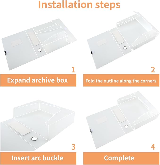 HUA JIE A4 Storage File Boxes Plastic Archives Cases with Lid, File Folder Organizer Document Filing Box for office,31×5.5×23.5 cm, Transparent(Pack of 6)