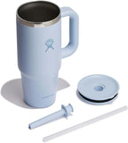 Hydro Flask Travel Tumbler with Handle, Lid and Straw - Insulated Stainless Steel in 24 Oz Surf
