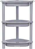 ELYKEN 3 Tier Shower Caddy Organizer Shelf Corner, 14.4 x 11.2 x 22.4 Inches, Rustproof, Plastic Shower Rack Stands for Inside Bathroom, Bathtub, Shower pan, Grey