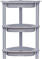 ELYKEN 3 Tier Shower Caddy Organizer Shelf Corner, 14.4 x 11.2 x 22.4 Inches, Rustproof, Plastic Shower Rack Stands for Inside Bathroom, Bathtub, Shower pan, Grey