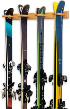 StoreYourBoard Timber Ski Wall Rack, 4 Pairs of Skis Storage, Wood Home and Garage Mount System, Natural Wood
