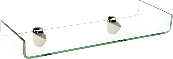 Spancraft Glass Osprey6x18-Brushed Steel Osprey Bent Glass Shelf, Brushed Steel Bracket, 6" x 18"