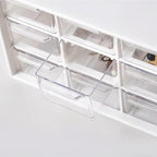 Small Drawer Organizer for Desk, 7.1" x 3. 8" x 4.6" Mini Desktop Drawer Organizer with 9 Clear Drawers, Plastic Desktop Craft Storage Box for Desk Office School Home (White)