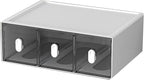 Desktop Storage Drawers, Plastic Desk Organizer with 3 Drawers, Modular Stackable Toolbox Units for Office Stationary, Makeup Container, Bathroom Countertop (1 Tall Layer, White & Clear)