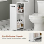 Over The Toilet Storage Cabinet with Pulley Small Bathroom Storage, Space Saver W/Adjustable Shelf & Rack for Bathroom, Restroom, Laundry (White-Type B)