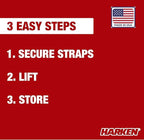 HARKEN Hoister Overhead Garage Storage Hoist System for Kayaks, Canoes, Surf & Paddle Boards, (60lb Capacity, 12ft Ceiling) Self-Leveling, Safe Anti-Drop, Easy One-Person Operation - Model 7801.12