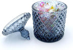 Colorful Glass Makeup Removal Skincare Cotton Jar With Lid Candy Cookie Jars Jewelry Box Buffet Biscuit Containers Food Storage Decorative(Gray Blue)