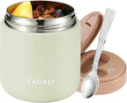 Eadali 15.2oz Kids Food Jar for Hot Food – Vacuum Insulated Lunch Container with 316 Stainless Steel Interior, Leakproof Wide Mouth & Foldable Spoon for School Meals