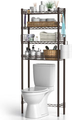 Over Toilet Storage Shelf, 4-Tier Bathroom Organizer Storage Shelves Over The Toilet, Adjustable Over The Toilet Shelf Above Toilet Rack Freestanding Bathroom Space Saver Over Toilet, Espresso
