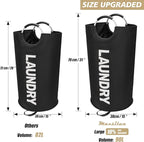 90L Large Laundry Basket, Freestanding Tall Clothes Hamper, Collapsible Laundry Bag, Black