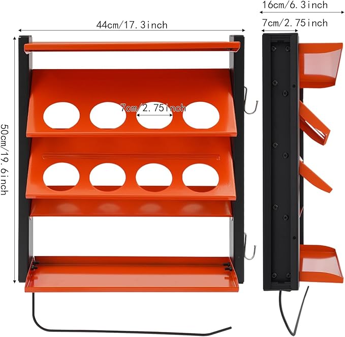 8 Slots Spray Can Holder, Wall Mounted Metal Storage Rack, Paper Towel Holder, Heavy Duty Paint Bottle Organizer for Garage, Workshop, Paint, Lubricant, Tools, DIY, Art Studio
