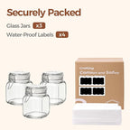 ComSaf 3-Pack Square Glass Coffee Canisters, 34oz Airtight Pantry Jars for 1lb Coffee Bag, Sugar, Flour & Tea, Space-Saving Food Storage Containers for Kitchen Counter & Small Apartment Organization