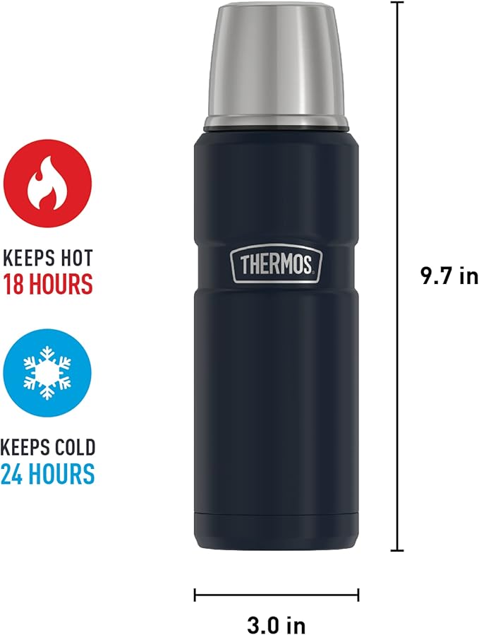 THERMOS Stainless King Vacuum-Insulated Compact Bottle, 16 Ounce, Midnight Blue