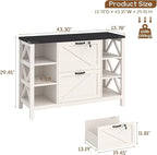 44" Lateral File Cabinet with Adjustable Shelves, Farmhouse 2 Drawer Filing Cabinet with Lock for Legal/A4/Letter, Wooden Printer Stand Office Furniture for Home Office, White and Black