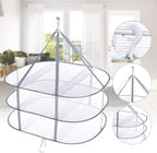 3 Tier Folding Drying Rack, 10Lb Capacity Space Saving Hanging Dryer with Fixing Band, Stackable Sweater Laundry Rack for Clothes, T-Shirt, Towels, Underwear, Indoor Outdoor Use, 31inch