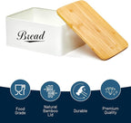 RoyalHouse Modern Metal Bread Box with Bamboo Cutting Board Lid, Bread Storage Container for Kitchen Counter, Vintage Kitchen Decor Organizer