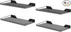 Wallmaster Heavy Duty Garage Wall Shelving 4 Pack 23.6"x11.8" Metal Wire Shelves Wall Mount Mesh Storage Rack for Garage, Office, Basement and Kithcen, max Load 65 lbs (Black)