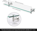 KES Glass Shelf Bathroom Rectangular Shelf 20-Inch with 8 MM-Thick Tempered Glass Rustproof Metal Bracket Wall Mount Brushed Finish, A2021-2