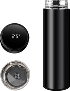 Smart Water Bottle Stainless Steel Vacuum Flask,Travel Mug with Smart LCD Touch Screen, Keep Hot Or Cold, Car Portable Travel Tea Coffee Vacuum Thermo Cup,Insulated Water Bottle (Black)