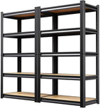 (2-Pack) 71" H-28 W-12 D Garage Shelving - 5 Tier Heavy Duty Metal Storage Shelves, Adjustable Steel Rack Units, Industrial Utility Shelving for Pantry, Basement, Warehouse & Home Organization