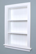 Fox Hollow Furnishings 14x24 Aiden Recessed Wall Niche Medicine Cabinet Replacement, in The Wall Bathroom Cabinet Insert Shelf/Shelves, Made in North America, Real Wood, NO MDF, Beadboard, White
