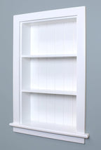 Fox Hollow Furnishings 14x24 Aiden Recessed Wall Niche Medicine Cabinet Replacement, in The Wall Bathroom Cabinet Insert Shelf/Shelves, Made in North America, Real Wood, NO MDF, Beadboard, White