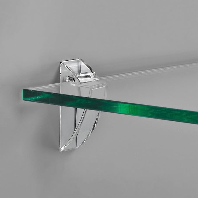 Glass Shelves - Tempered Safety Glass Shelves for Bathroom, Choose Over 20 Shelf Brackets and Multiple Shelf Sizes - Clip Style - 23.6 x 7.9 in - Transparent
