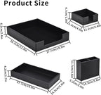 4 Pack Leather Office Supplies/Desk Organizer for Letter Paper Tray,Sticky Note Holder,Pen Cup,Stackable Small Letter Mail Sorter Tray,Workspace Decor for Women Men (Black, 4-piece set)