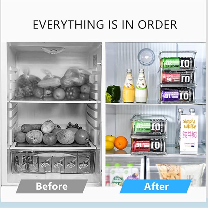 Xicennego 2-Tier Large Stackable Soda Can Organizer for Refrigerator - For Tall Cans of 500ml/17oz - Fridge Can Organizer Dispenser, Beverage Can Holder for Refrigerator, Pantry, Cupboard