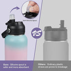 32oz Insulated Stainless Steel Water Bottle, Wide Mouth Double Wall Vacuum, Silicone Straw, Sweat & Leak Proof, BPA Free Insulated Water Flask for Travel, Keep Cold 24h Hot 12h, Pink