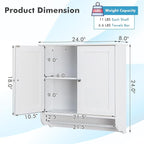 Giantex Bathroom Cabinet Wall Mounted - Over The Toilet Medicine Cabinet with Double Doors, Adjustable Shelf and Towels Bar, Above Toilet Storage Cabinet for Bedroom Kitchen Wall Cabinet (White)