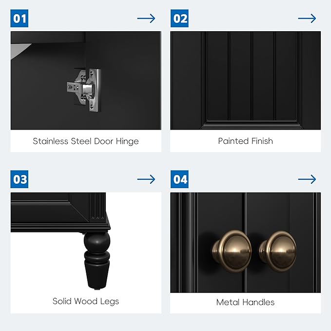 20" Small Bathroom Vanity with Sink,Doors and Drawer,Wood Mid-Century Modern Bathroom Sink Cabinets with Adiustable Foot Pads,for Small Space,Freestanding (Black)
