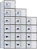 NEWBULIG 45 Clear Shoe Storage Boxes, Shoe Organizer for Closet with Lid, Plastic Stackable Breathable Shoe Cabinet with Lid for Sneakers, Heels & Boots, Black