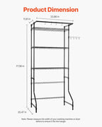 VEVOR Over The Washer and Dryer Storage Shelf, 3 Tier Laundry Room Drying Rack with Hanger Rod and Hooks, Adjustable Over Washer and Dryer Shelves, Laundry Room Shelf Storage Space Saver, Black