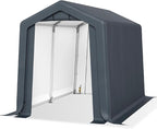 Sophia & William Outdoor Storage Shed Carport 6x10 ft Heavy Duty, Portable Garden Yard Car Port Shelter Storage Tent Garage with Roll Up Doors and Ventilation, Grey