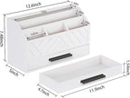 Wood Desk Organizer and Accessories with Drawer, Bill Mail Organizer and File Mail Holder for Office Supplies, Modern Desk Accessories & Workspace Organizers for Desk Organization