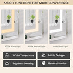 20X30 Inch Recessed Lighted Medicine Cabinet with Mirror, Adjustable 3-Color LED Mirrored Medicine Cabinet with Brightness Dimming, Defogger, Bathroom Mirror with Storage