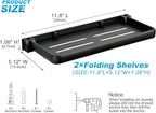 Small Folding Wall Shelf for Bathroom & RV - 90° Fold Up and Waterproof, Small Floating Metal Shelf for Laundry Room, Toilet Room & Sink Side, Aluminum, Save Space (2-Pack, Black)